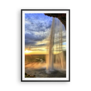 Poster in een zwarte lijst - De wereld achter een sluier van druppels - 61x91 cm