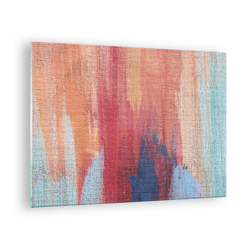 Schilderen op glas - Kleurrijke verfstrepen op de canvasstructuur - 70x50cm - Ren door de regenboog - Moderne wanddecoratie voor woonkamer en slaapkamer ARTTOR