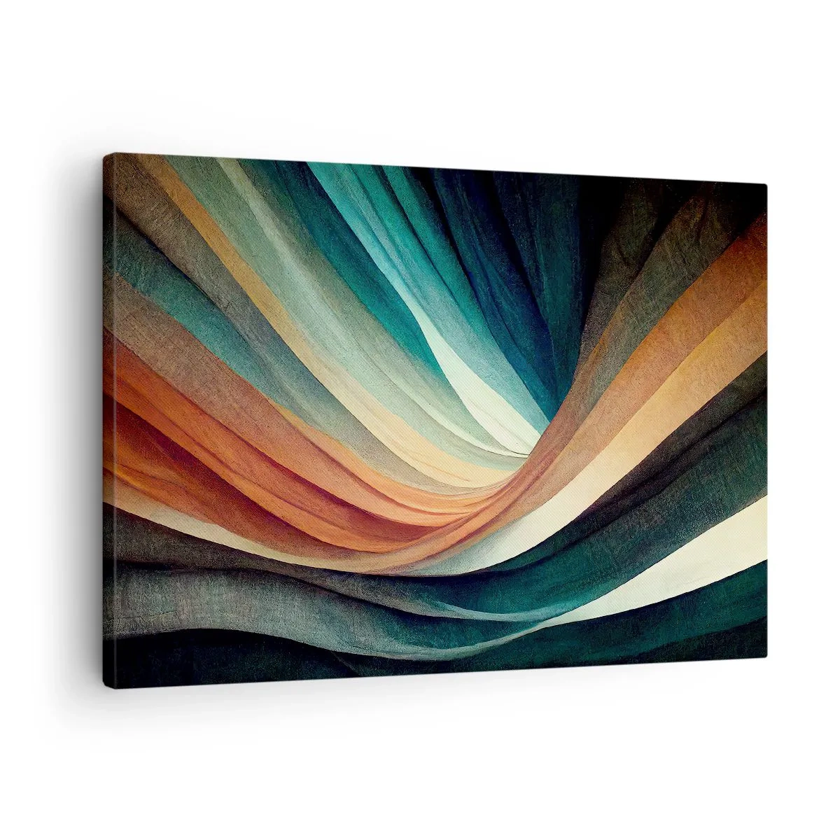 Schilderen op canvas - Abstracte golven in warme en koele tinten - 70x50cm - Geweven uit kleuren - Moderne wanddecoratie voor woonkamer en slaapkamer ARTTOR