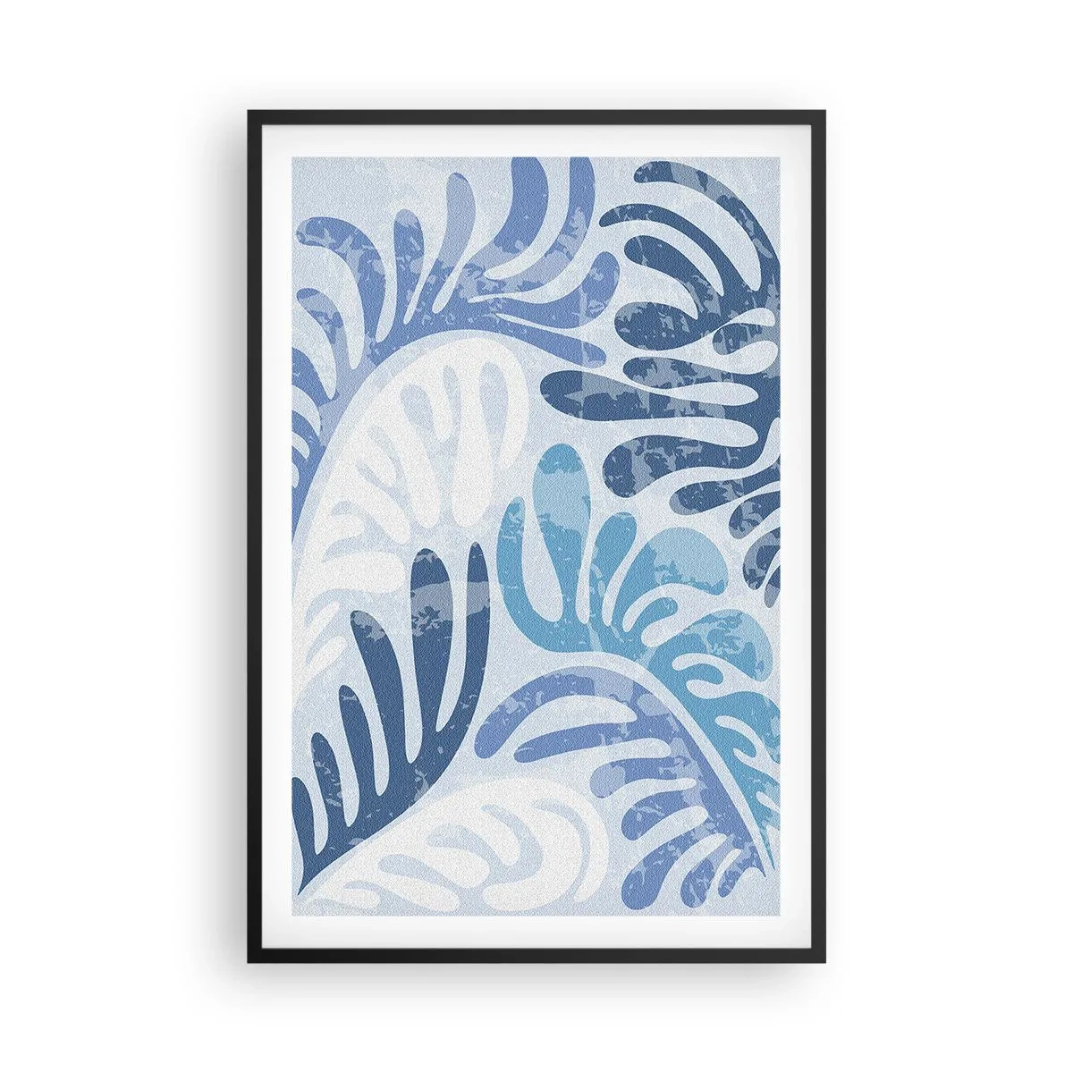 Poster in een zwarte lijst - Blauwe varens - 61x91 cm