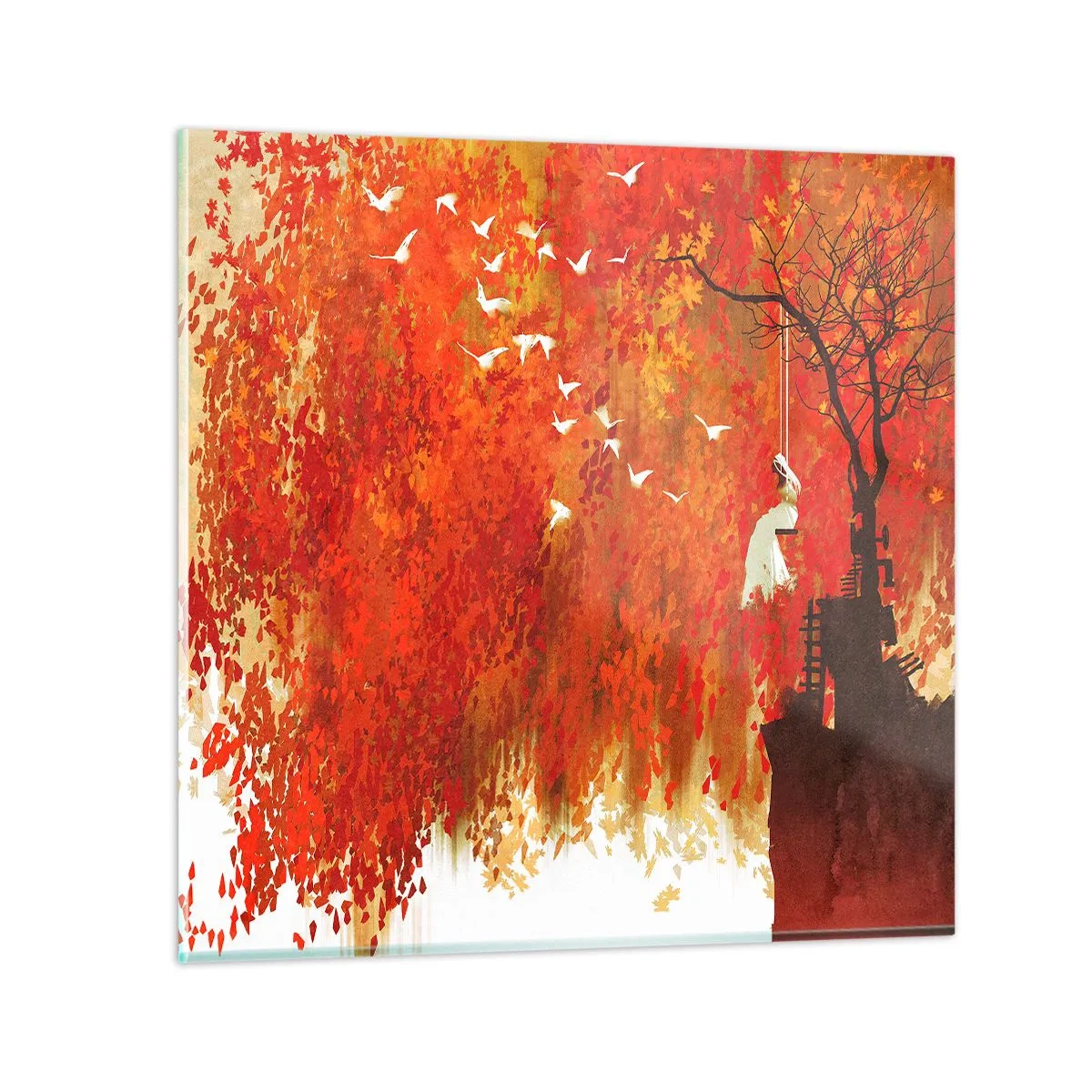 Schilderen op glas - Zal hij met hen vliegen? - 70x70 cm