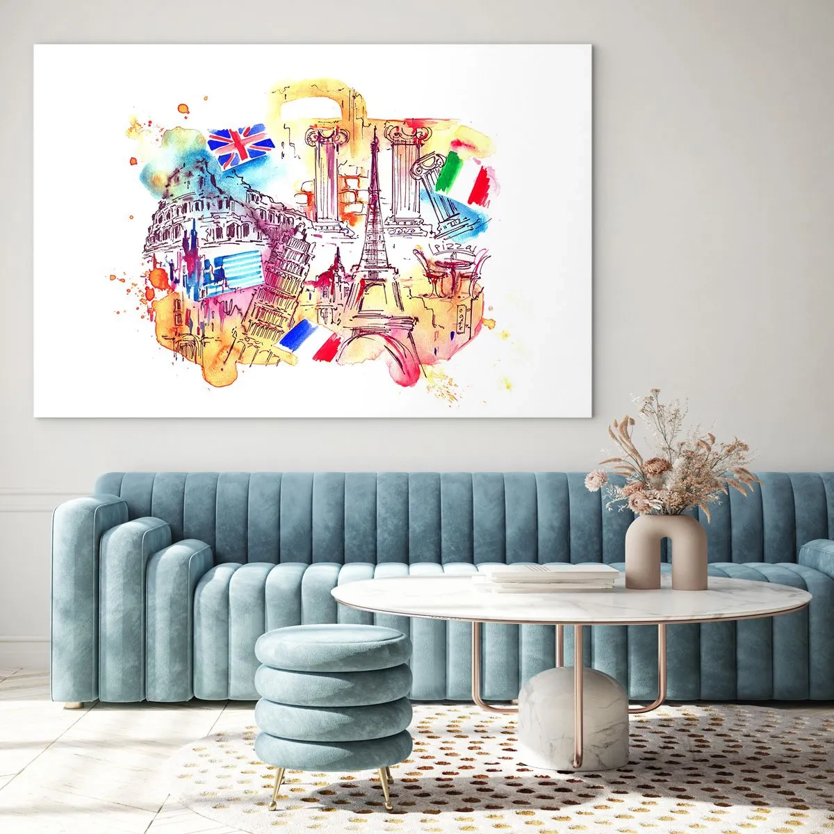 Schilderen op glas - Europese tour - 120x80 cm