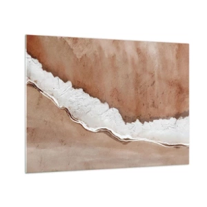 Schilderen op glas - Artistieke structuur in aardse tinten en wit - 70x50cm - In aardetinten - Moderne wanddecoratie voor woonkamer en slaapkamer ARTTOR