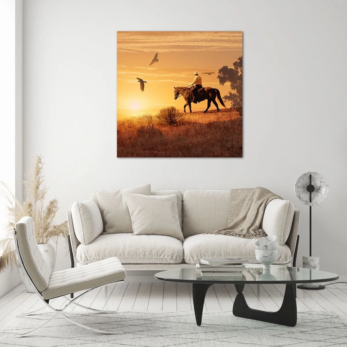 Schilderen op glas - Alleen over de prairie - 30x30 cm