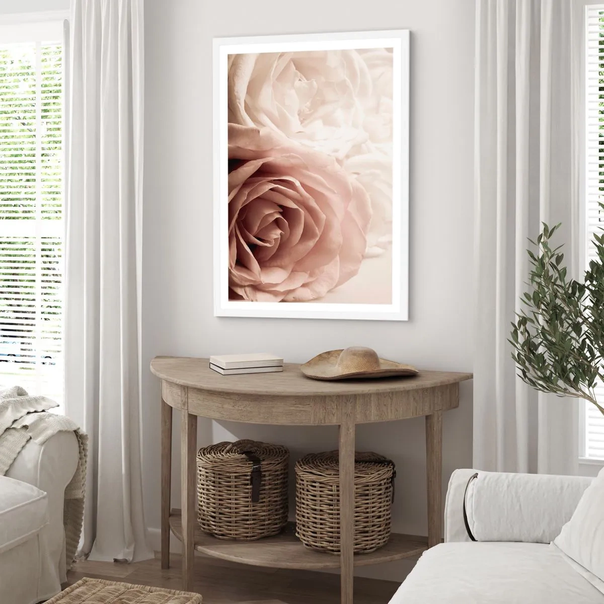 Poster in een witte lijst - In het hart van een roos - 70x100 cm