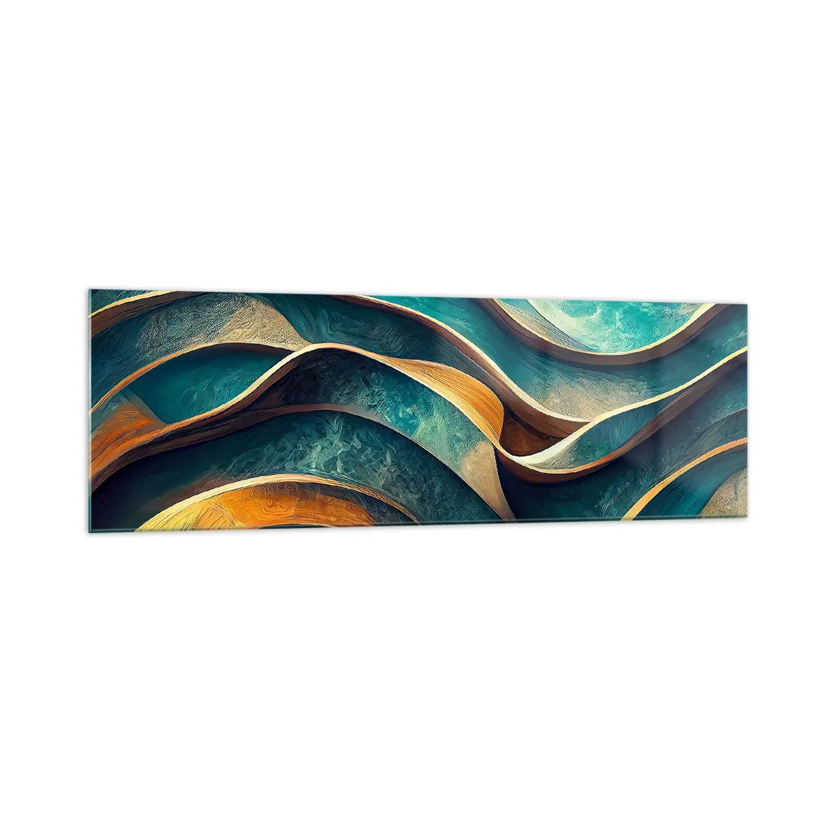 Schilderen op glas - Meanders van blauw - 160x50 cm