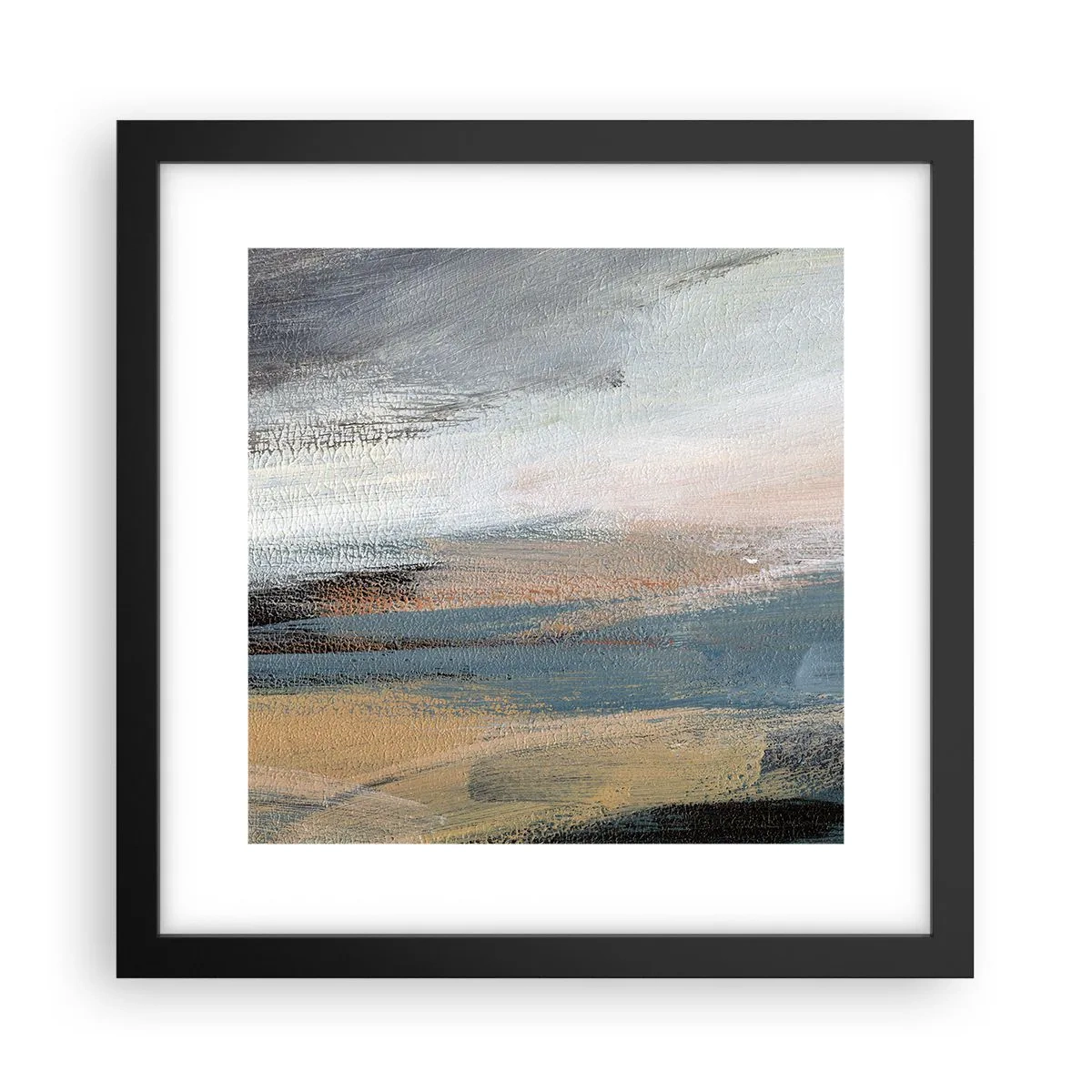 Poster in een zwarte lijst - Abstractie: noordelijk landschap - 30x30 cm