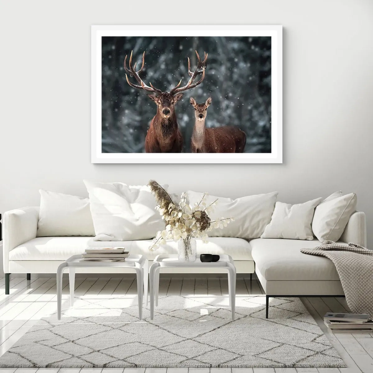 Poster in een witte lijst - Heer van het bos met zijn vrouw - 40x30 cm