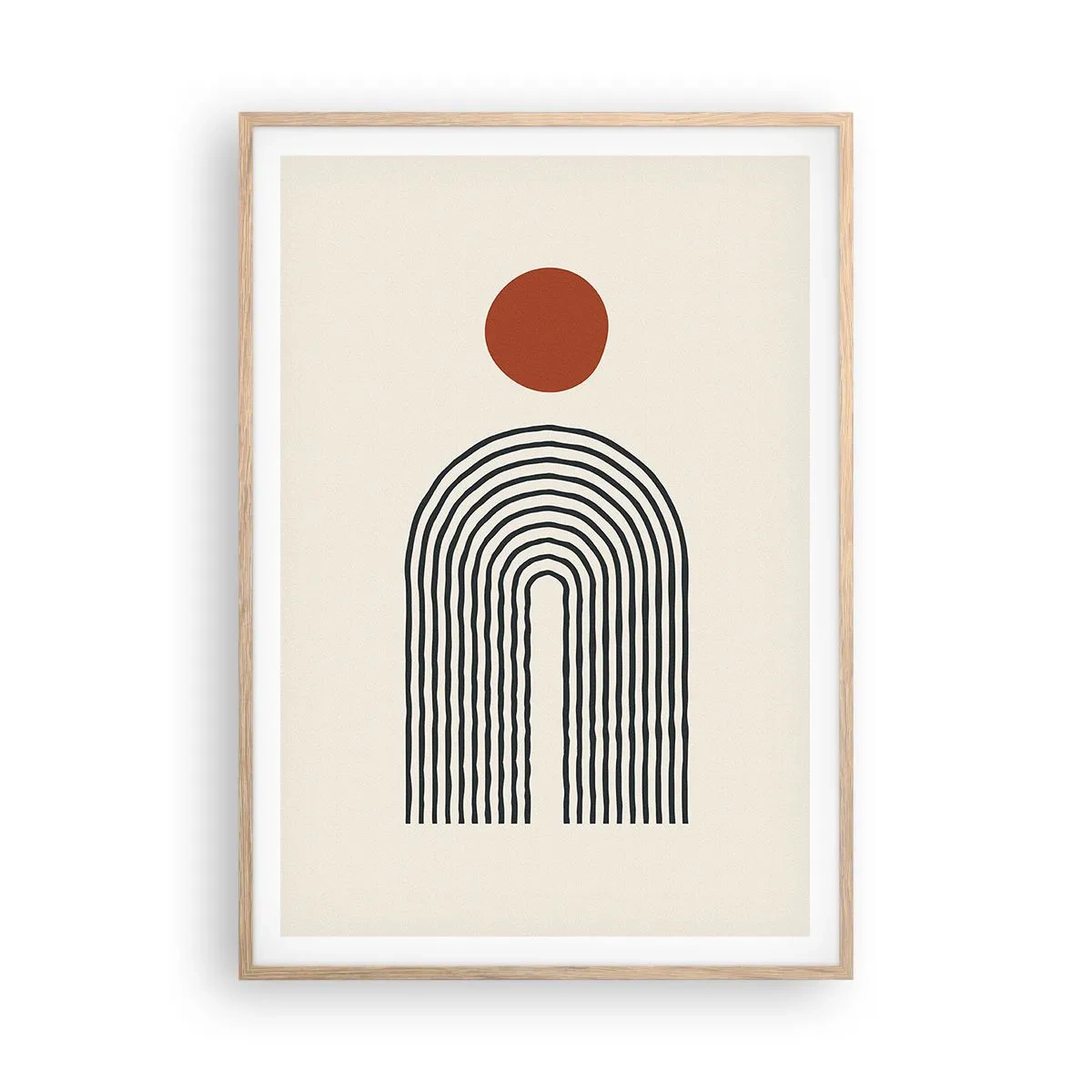 Een poster in een licht eiken lijst - Magnetisme van vormen en kleuren - 70x100 cm