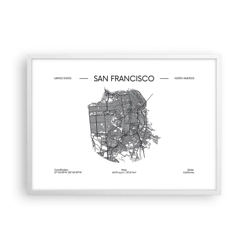 Poster in een witte lijst - Anatomie van San Francisco - 70x50 cm