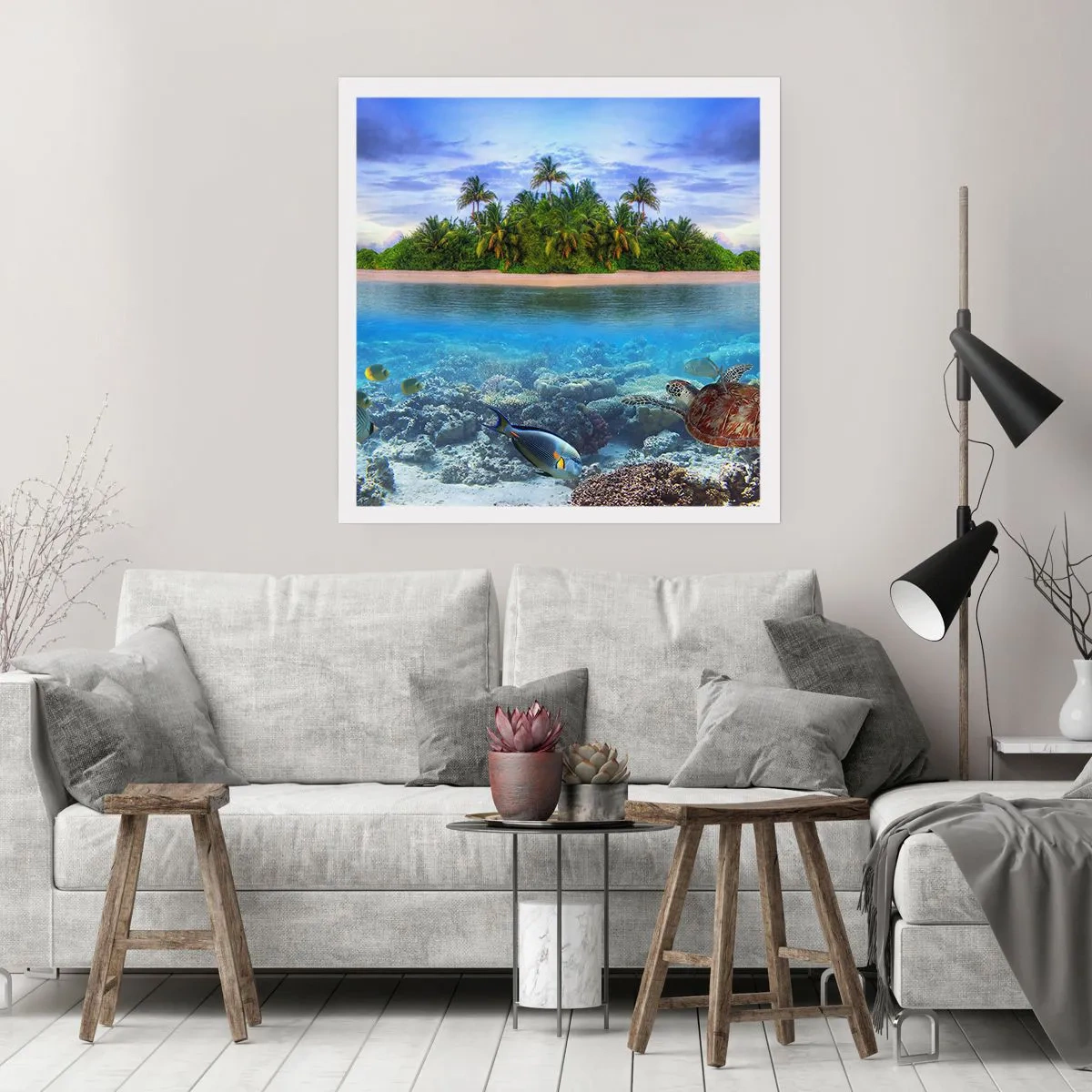Poster - Hemels eiland nodigt je uit - 30x30 cm