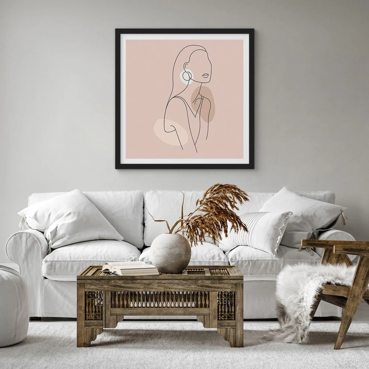 Poster in een zwarte lijst - meisjesachtig icoon - 50x50 cm