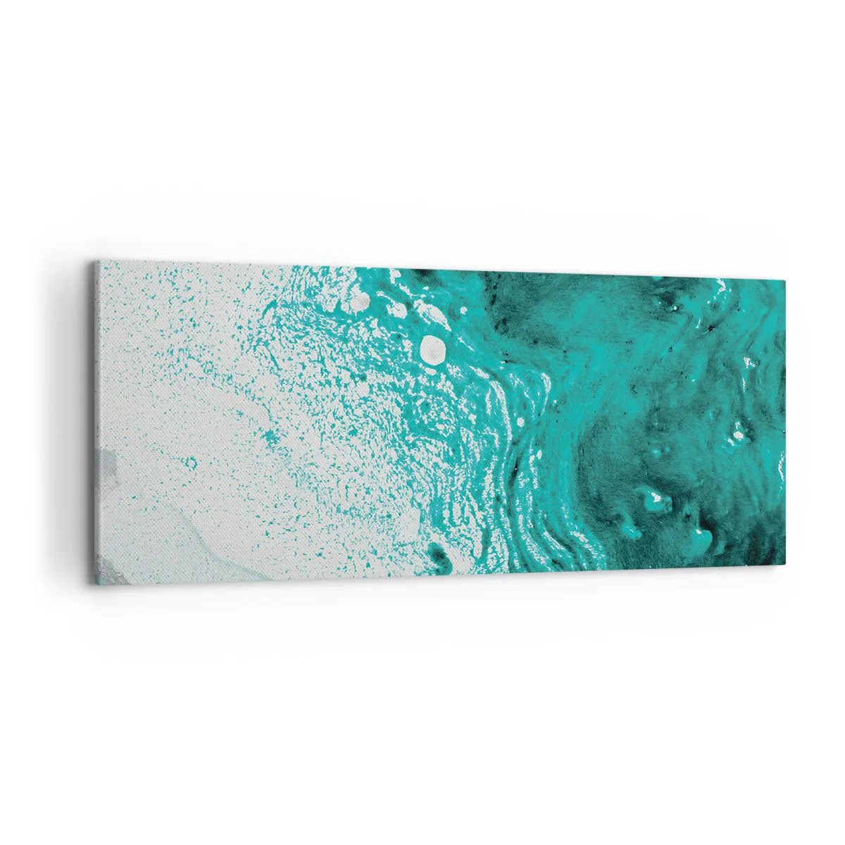 Schilderen op canvas - Versmelten in wit en turkoois - 100x40 cm