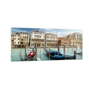 Schilderen op glas - Paleizen in het blauw - 100x40 cm