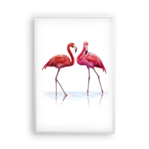 Poster in een witte lijst - Roze randez-vous - 61x91 cm
