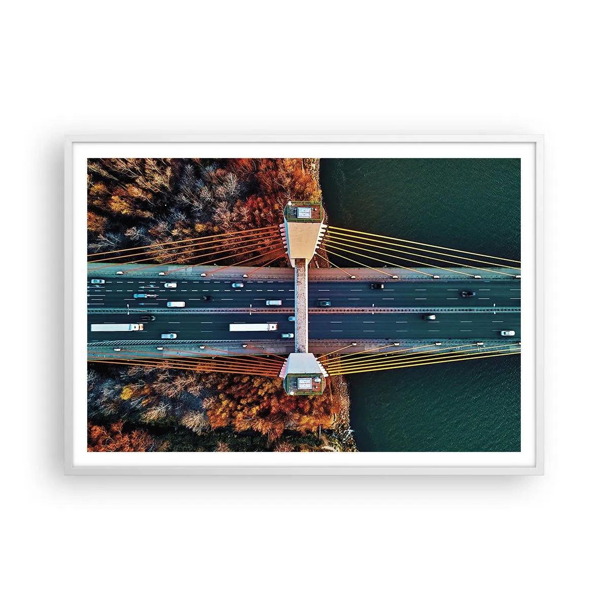 Poster in een witte lijst - BEYOND the waters, beyond the forest - 100x70 cm