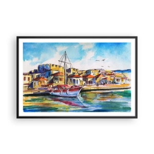 Poster in een zwarte lijst - Regenboogmiddag - 91x61 cm