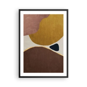 Poster in een zwarte lijst - Abstracte geometrische compositie in warme kleuren - 50x70cm - Abstractie – een plek in de ruimte - Moderne wanddecoratie voor woonkamer en slaapkamer ARTTOR