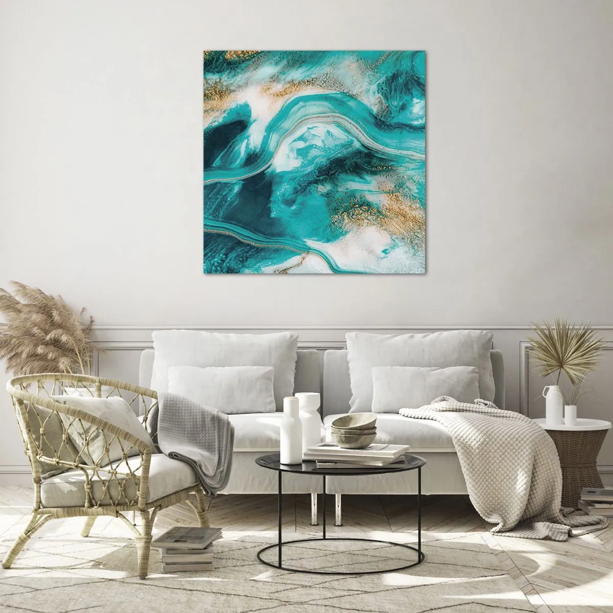 Schilderen op glas - De rivier van goud - 70x70 cm