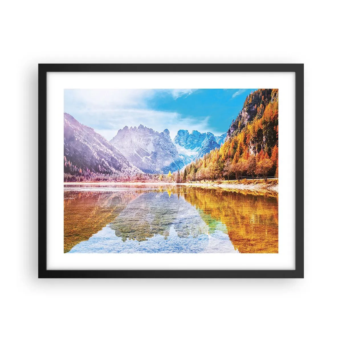 Poster in een zwarte lijst - En het is al herfst in de bergen - 50x40 cm