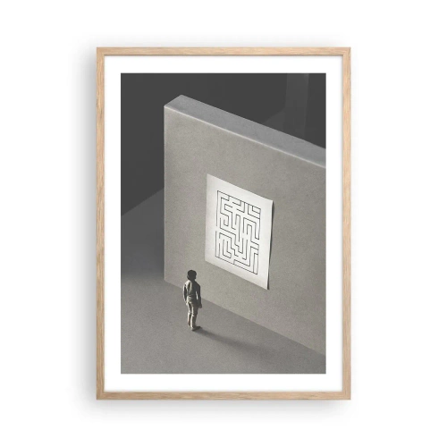 Een poster in een licht eiken lijst - Maar waar ben ik? - 50x70 cm