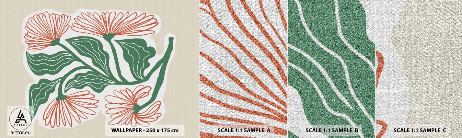 Fotobehang Monster Premium Canvas - Folk en modern - Boho, Bloemen, Minimalisme - 100x30 cm