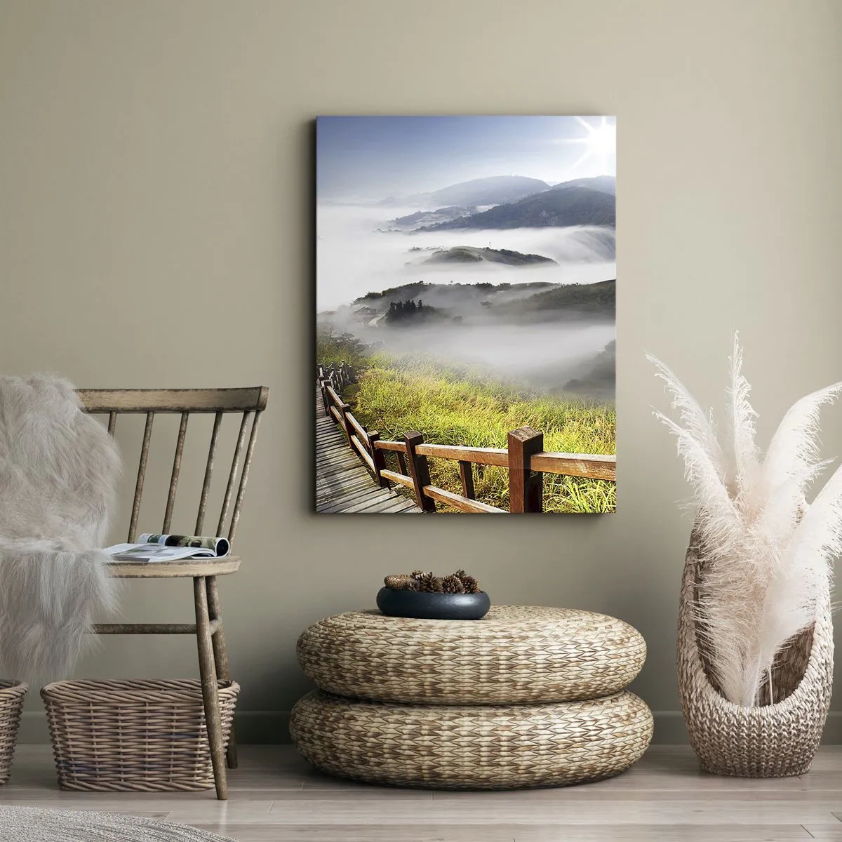 Schilderen op canvas - Geweven van schittering en mist - 55x100 cm