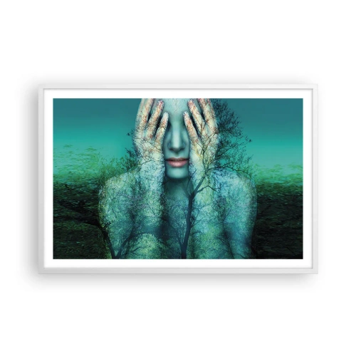 Poster in een witte lijst - Ondergedompeld in blauw - 91x61 cm