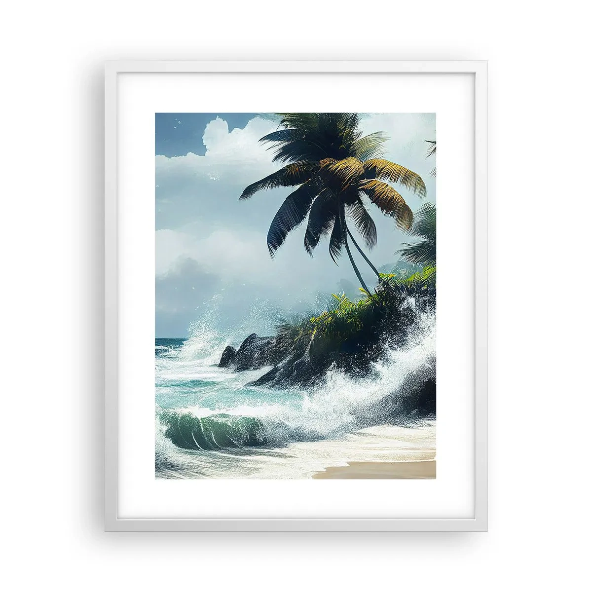 Poster in een witte lijst - Op een tropische kust - 40x50 cm