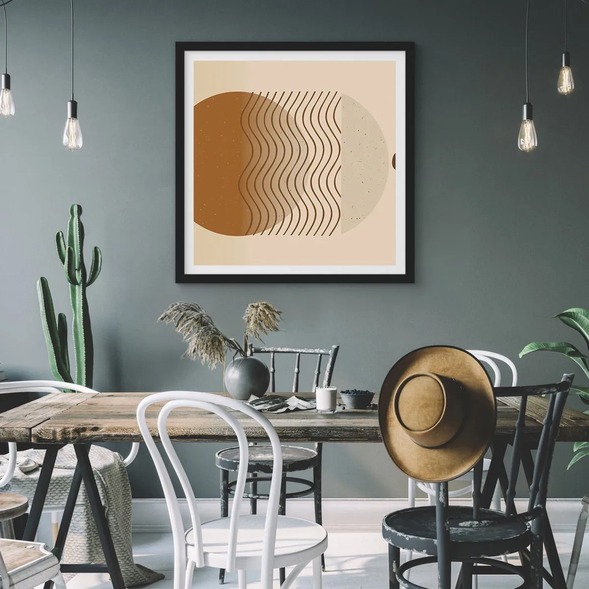 Poster in een zwarte lijst - Over de oorsprong van geometrische figuren - 30x30 cm
