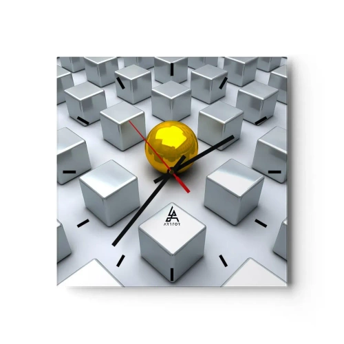 Wandklok - Klok - Waarom ik? Geometrische compositie - 40x40 cm