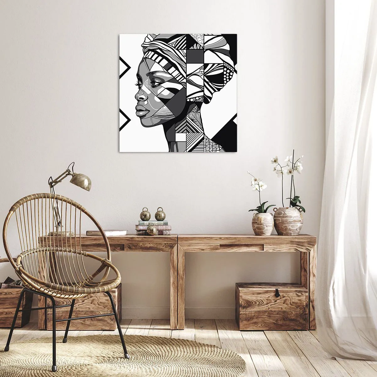 Schilderen op canvas - Etnisch portret - 40x40 cm