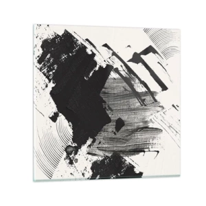 Schilderen op glas - Abstractie – expressie van zwart - 70x70 cm