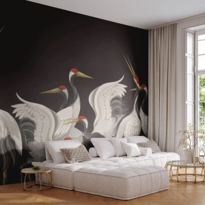 Fotobehang Premium Canvas - Vogel spullen - Kranen, Vogels, Deel - 300x210 cm