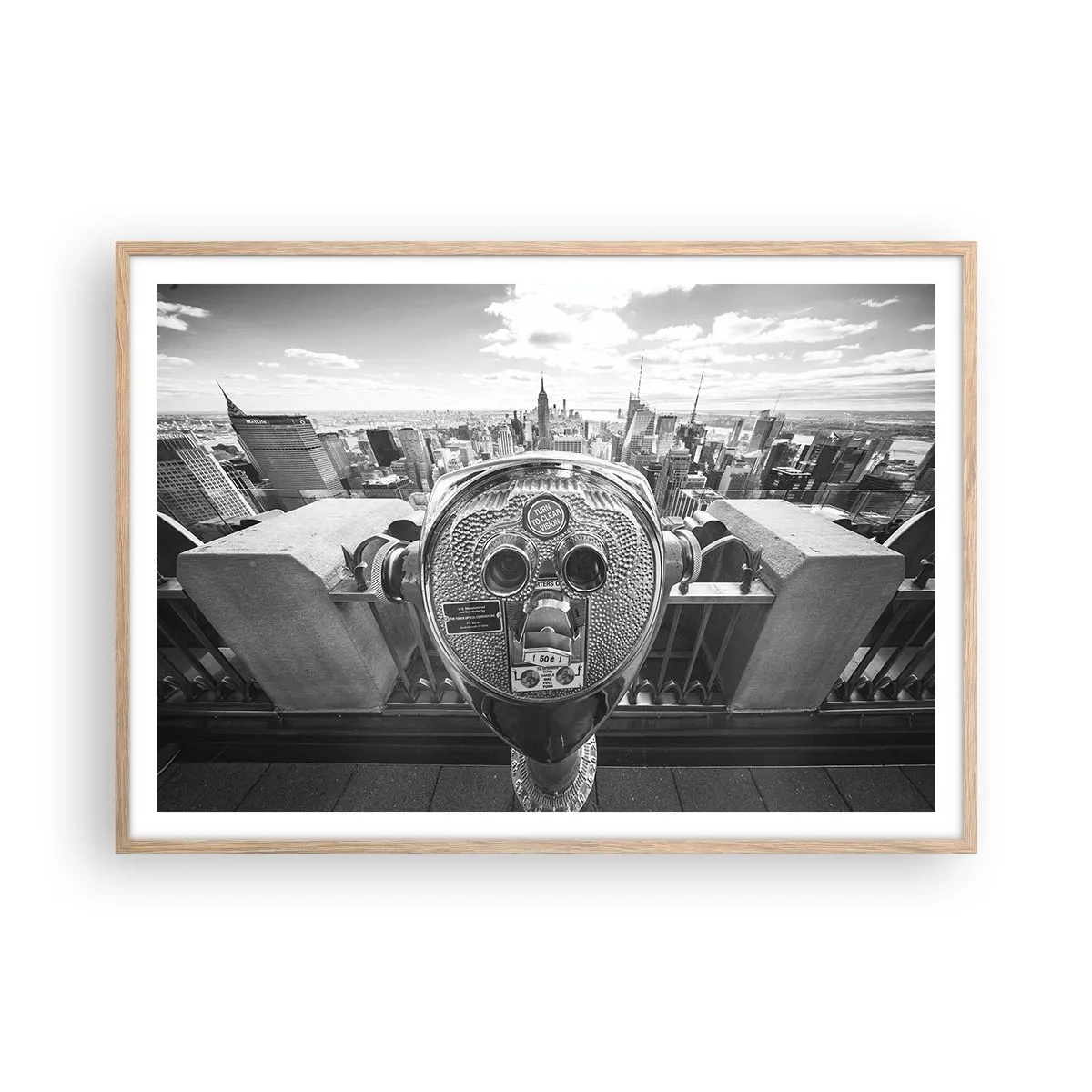Een poster in een licht eiken lijst - Stad boven de steden - 100x70 cm