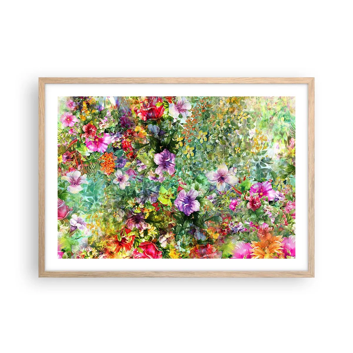 Een poster in een licht eiken lijst - In bloemen voor verderf - 70x50 cm