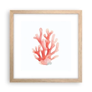 Een poster in een licht eiken lijst - Koraalkleurig koraal - 30x30 cm