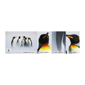 Fotobehang Monster Zelfklevend Deluxe Sticker - Ontmoeting in avondjurken - Dieren, pinguïn, Natuur - 100x30 cm