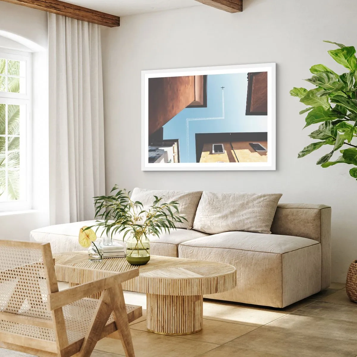 Poster in een witte lijst - Boven het doolhof van de stad - 40x30 cm