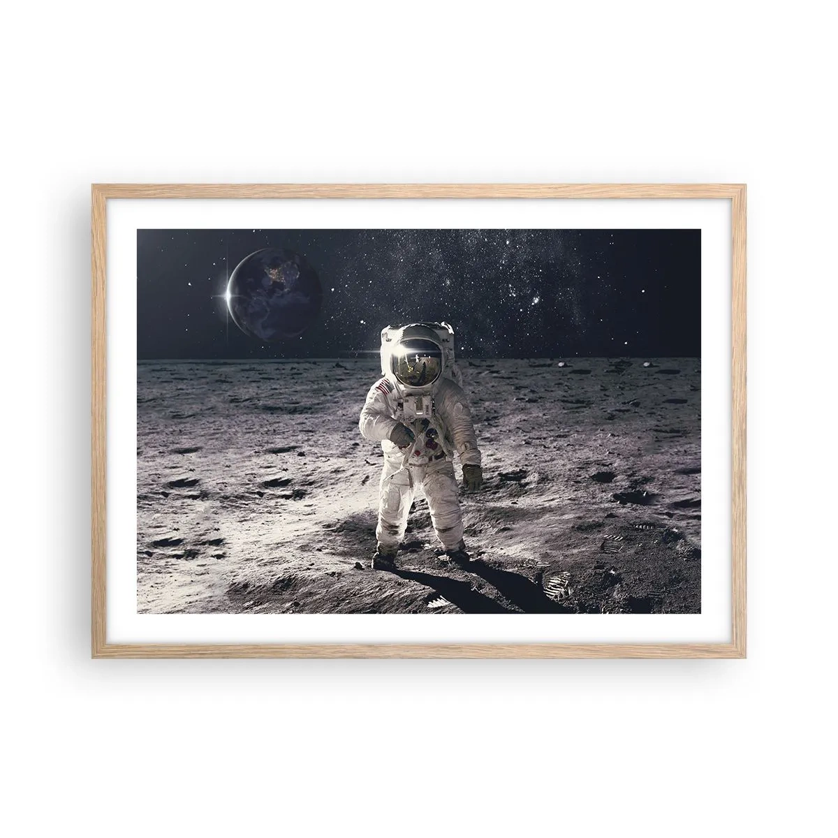 Een poster in een licht eiken lijst - Groetjes van de maan - 70x50 cm