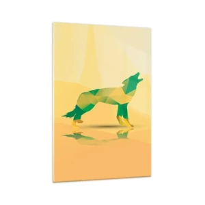 Schilderen op glas - Een eenzame wolf - 70x100 cm