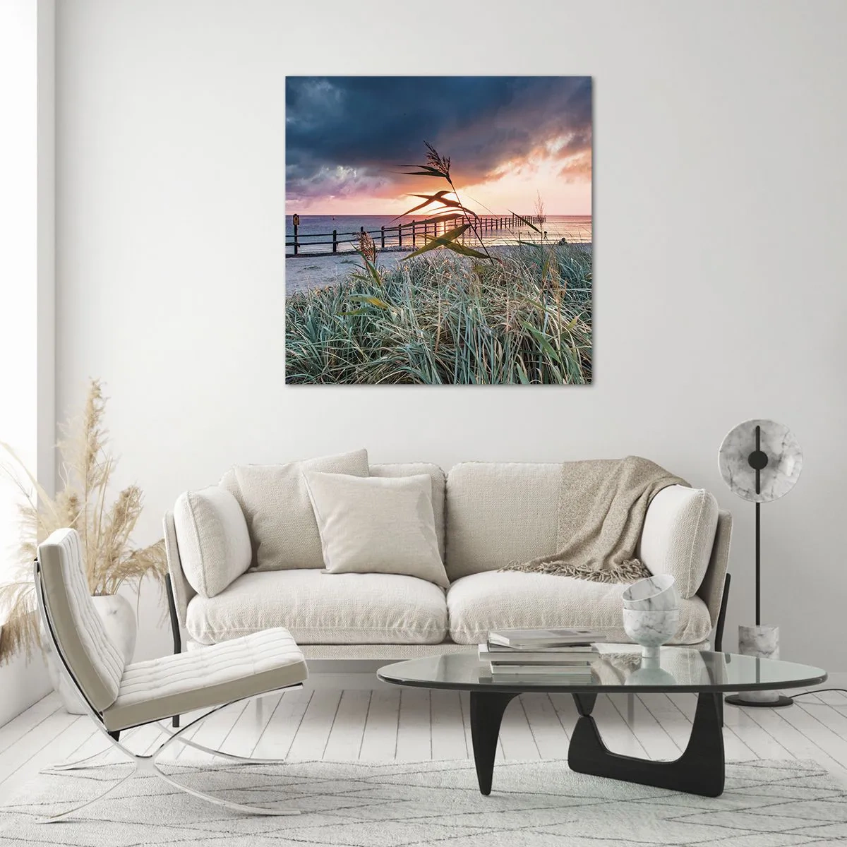 Schilderen op glas - Het gaat niet met de wind mee - 70x70 cm