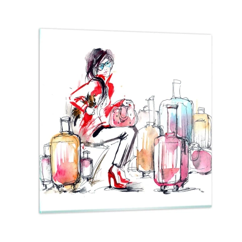 Schilderen op glas - Laten we gaan zitten voor de reis - 70x70 cm