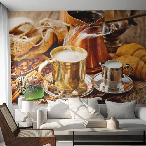 Fotobehang Premium Canvas - Prettige dag! - Koffie, Gastronomie, Keuken - 100x70 cm