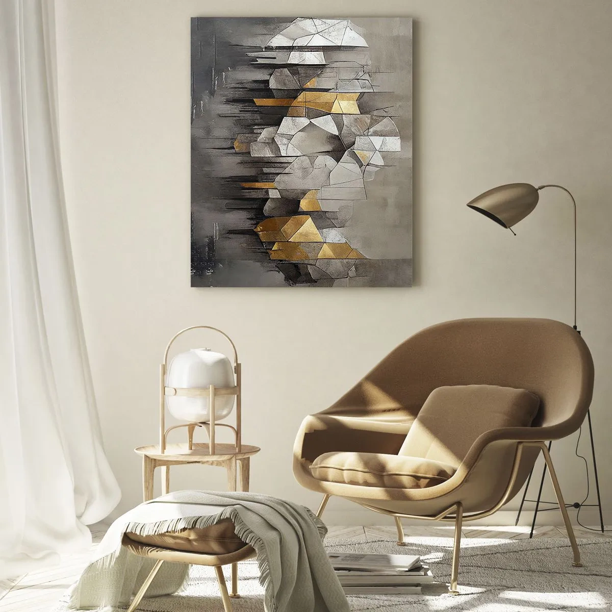 Schilderen op glas - Compositie van ijs en licht - 50x70 cm