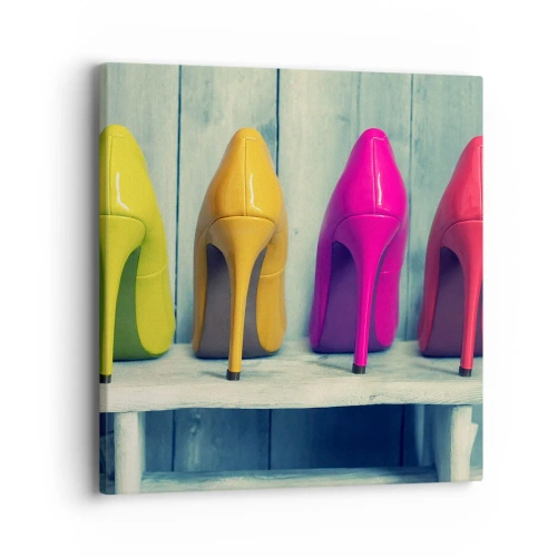 Schilderen op canvas - Loop op de regenboog - 40x40 cm