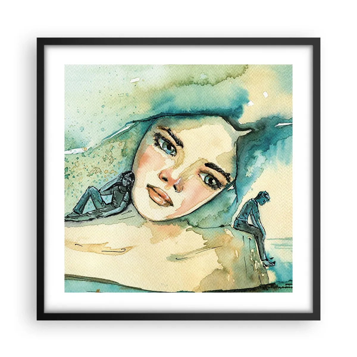 Poster in een zwarte lijst - Ben ik blauw? - 50x50 cm