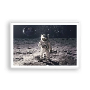 Poster in een witte lijst - Groetjes van de maan - 91x61 cm