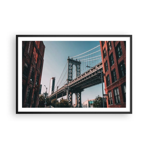 Poster in een zwarte lijst - Over de golven van de stad - 91x61 cm