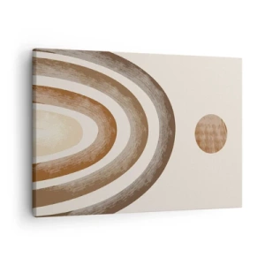 Schilderen op canvas - Geometrisch planetair motief in tinten bruin - 70x50cm - In een sterrenstelsel ver, ver weg - Moderne wanddecoratie voor woonkamer en slaapkamer ARTTOR